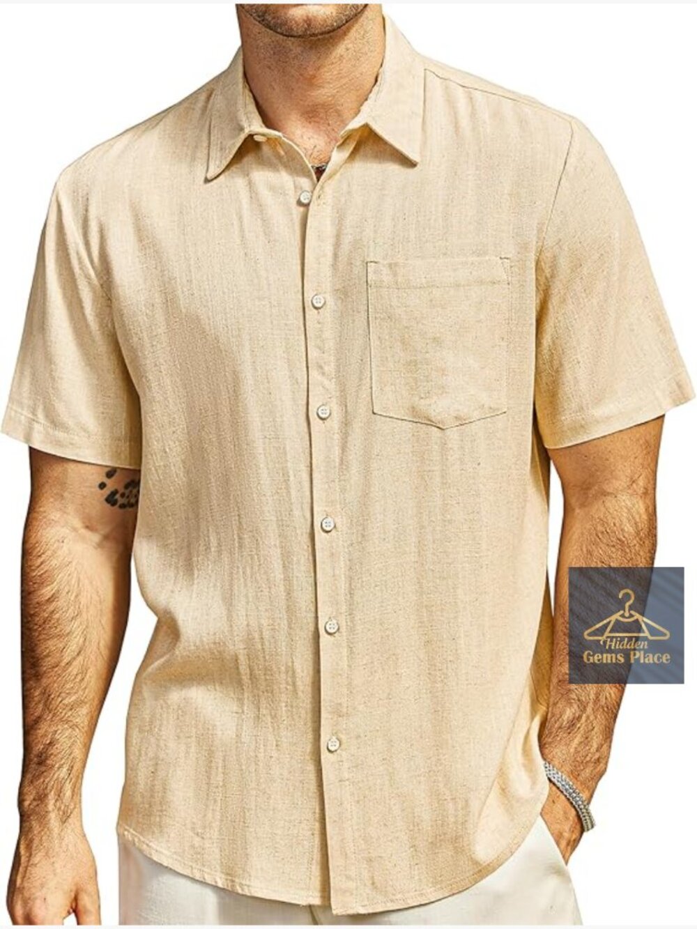 Mens Hawaiian Floral Shirt Cotton Linen Button Down Short Sleeve Beach Shirt